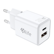 4life FL8230ACGW Cargador de Pared GaN 30W USB-C / USB-A Blanco