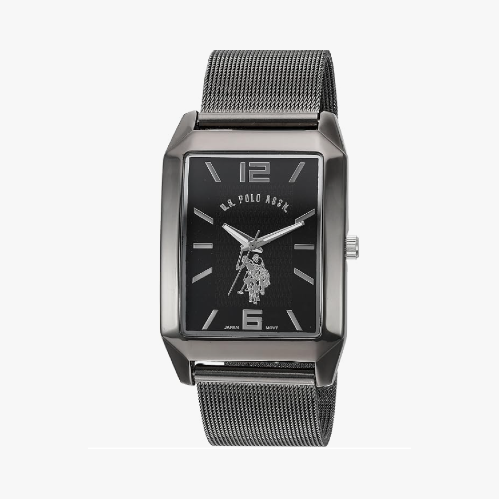 Accutime U.S. Polo Assn. Reloj clásico de cuarzo para hombre, metal y aleación, color: negro (Modelo: USC80383)