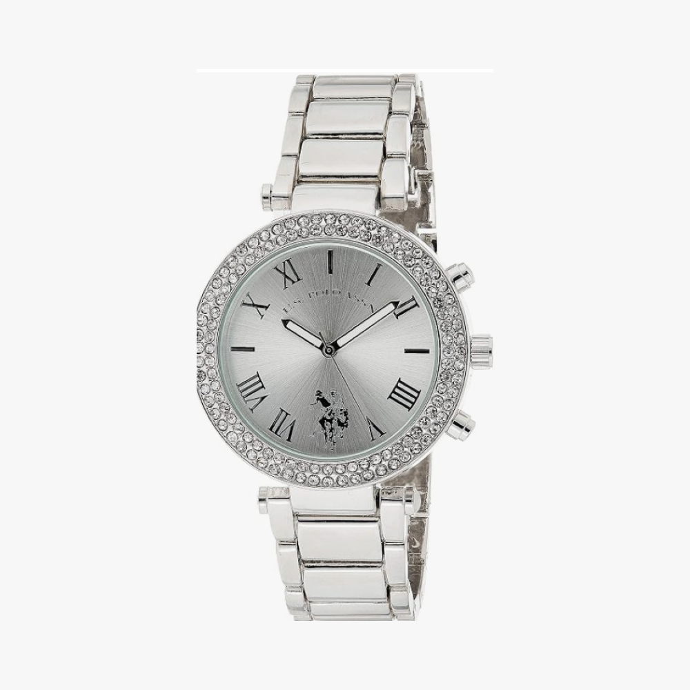 Accutime U.S. Polo Assn. USC40172 Reloj de vestir plateado para mujer