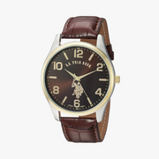 U.S. Polo Assn. Classic USC50225 Reloj para hombre con correa de piel de imitación color café