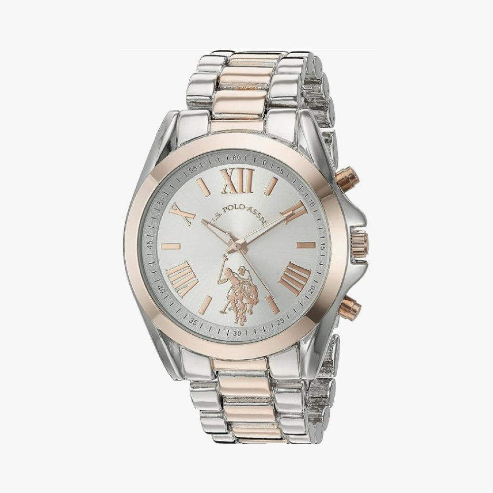 U.S. Polo Assn. USC40118 Reloj de aleación de metal y cuarzo para mujer, dos tonos