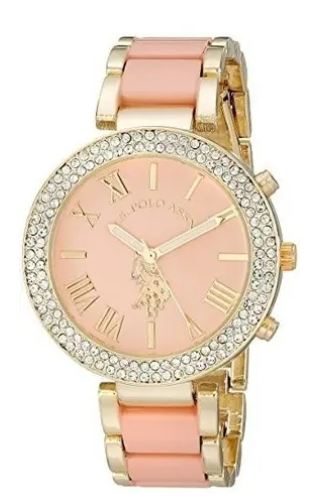 U.S. Polo Assn. para Mujer USC40063 tono dorado y brazalete rosa reloj