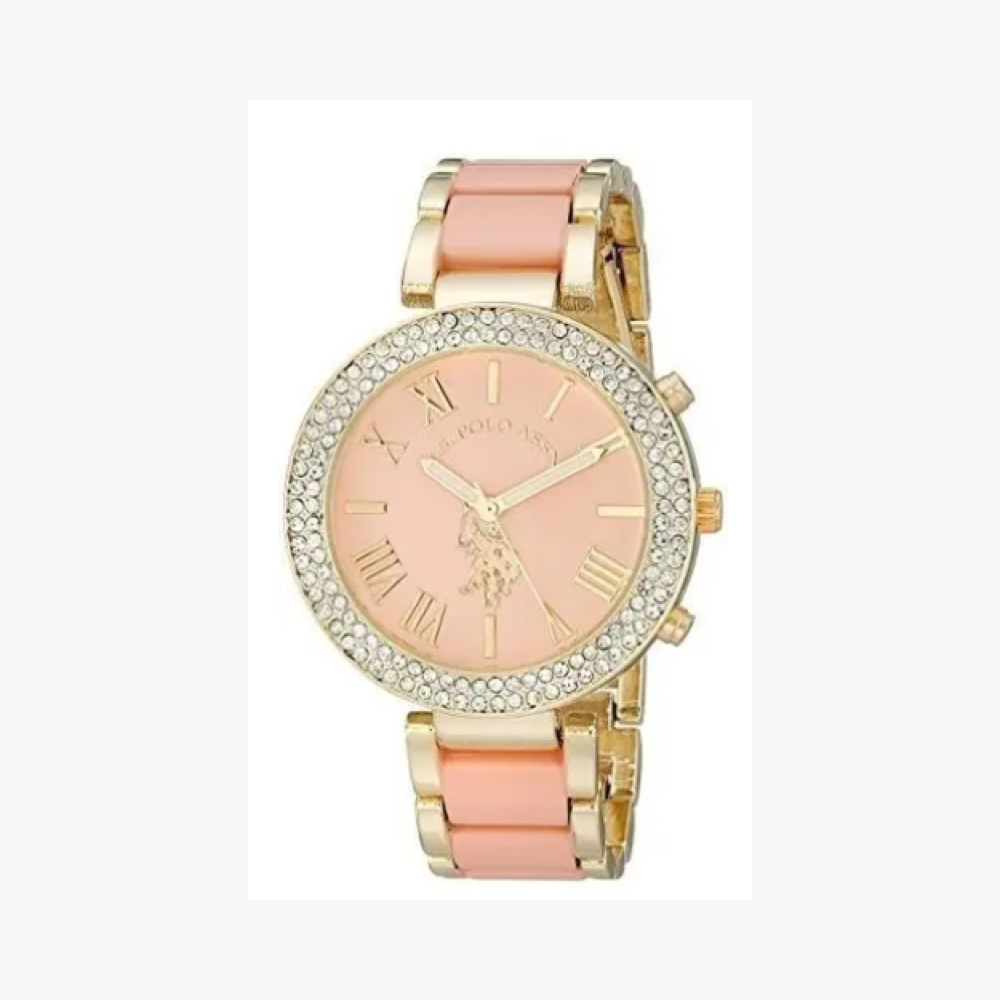 U.S. Polo Assn. para Mujer USC40063 tono dorado y brazalete rosa reloj