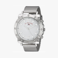 U.S. Polo Assn. Reloj de malla plateado para hombre con esfera blanca y caja de 48 mm