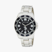 U.S. Polo Assn. Reloj analógico para hombre con esfera negra y correa ajustable