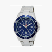 Reloj pulsera silvertone para hombre con esfera azul, estilo moderno
