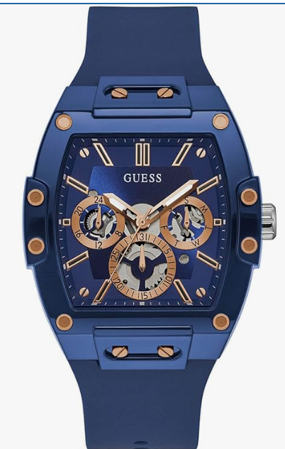 Guess Men's GW0G Series Reloj analógico con caja de policarbonato y correa de silicona, 50M