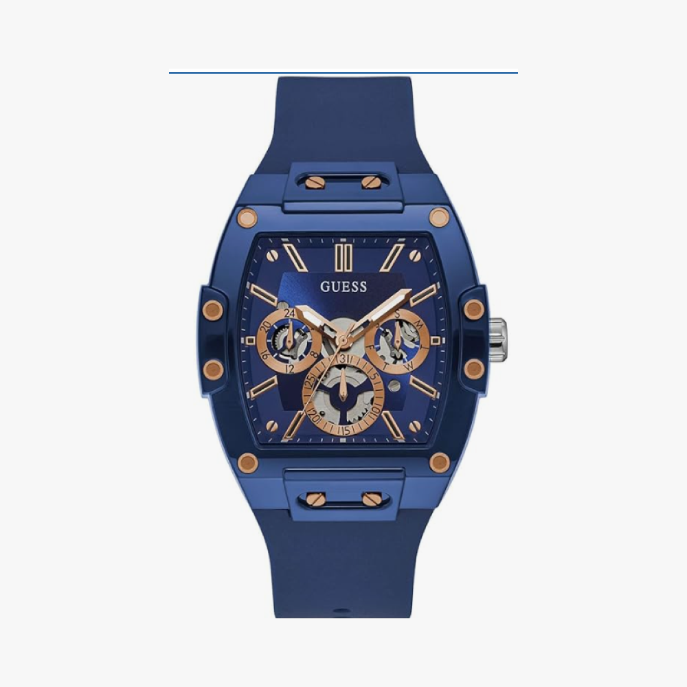Guess Men's GW0G Series Reloj analógico con caja de policarbonato y correa de silicona, 50M