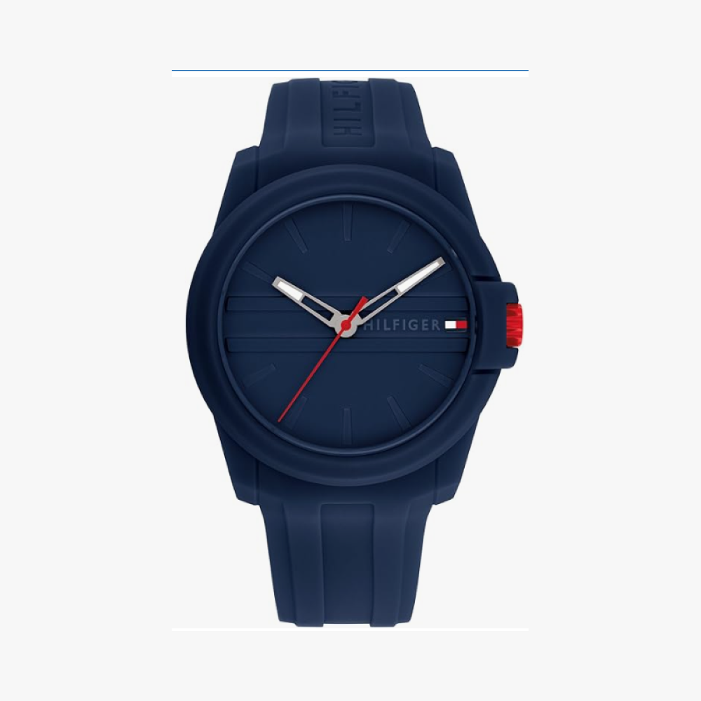 Tommy Hilfiger Reloj para hombre 44 mm, estilo casual sport, correa de silicona, 50M