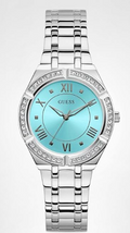 Guess Reloj de mujer 36 mm con esfera azul y caja tono plateado