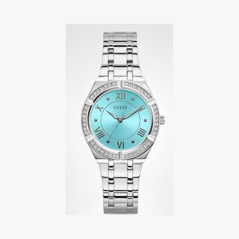 Guess Reloj de mujer 36 mm con esfera azul y caja tono plateado