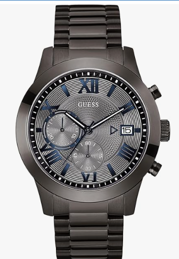 Guess Men's Reloj analógico de vestir con caja de acero inoxidable, 50M