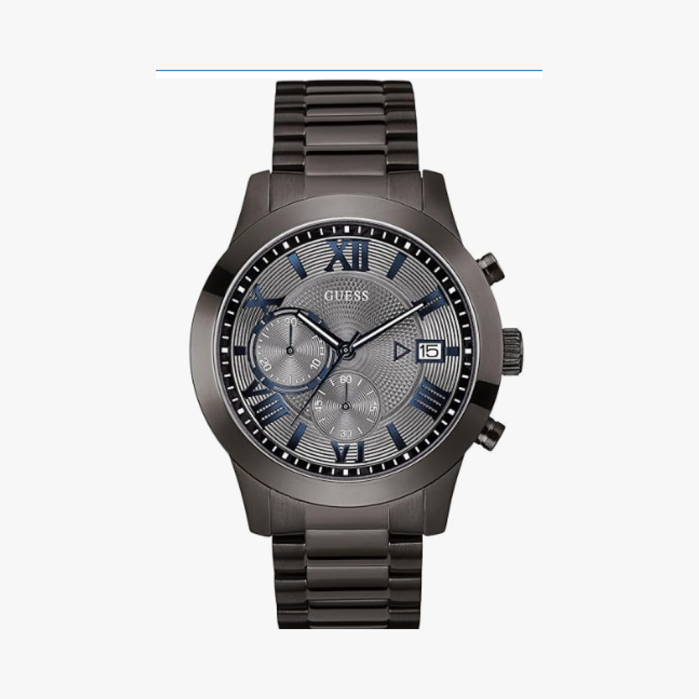 Guess Men's Reloj analógico de vestir con caja de acero inoxidable, 50M