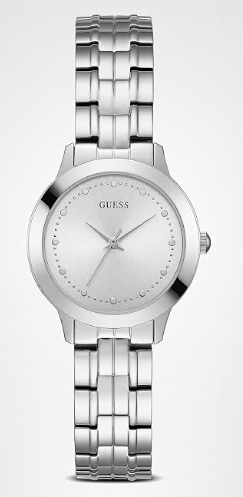 Guess Women's Reloj analógico de vestir con caja y brazalete de acero inoxidable, 30M