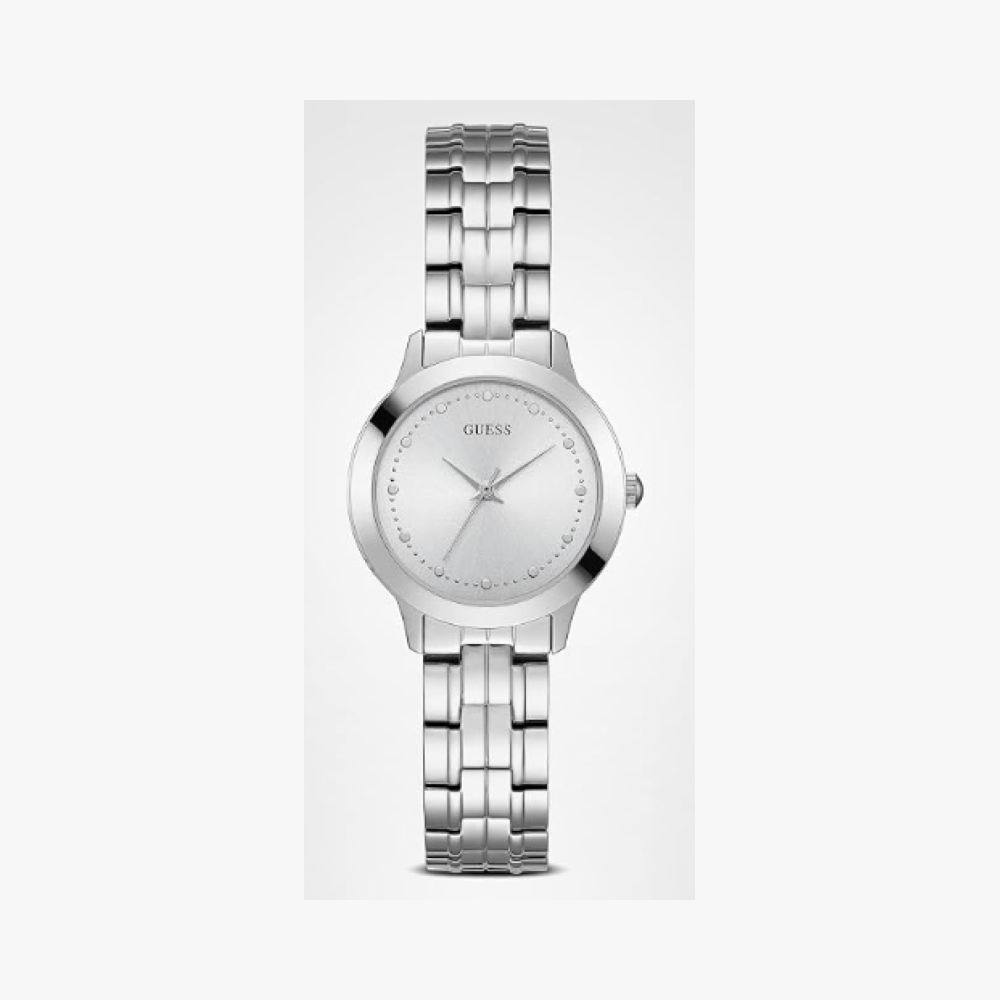 Guess Women's Reloj analógico de vestir con caja y brazalete de acero inoxidable, 30M