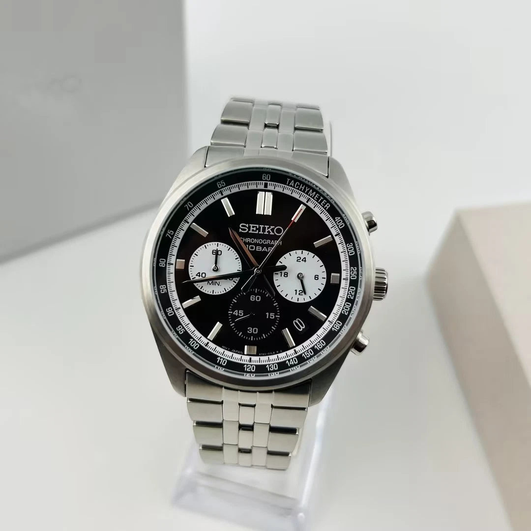 Reloj Seiko cronógrafo esfera negra - SSB429